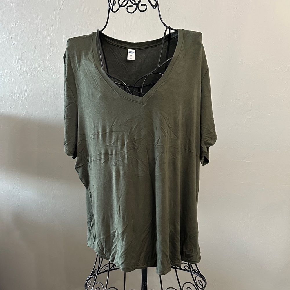 Old Navy Dark Green V-Neck Short Sleeve Top